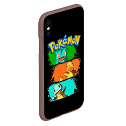 Чехол iPhone XS Max матовый Стартовые покемоны - Pokemon, цвет: 3D-коричневый — фото 2