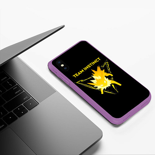 Чехол iPhone XS Max матовый Team Instinct - Pokemon GO / 3D-Фиолетовый – фото 3
