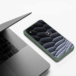 Чехол iPhone XS Max матовый Mercedes Benz pattern, цвет: 3D-темно-зеленый — фото 2