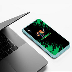 Чехол iPhone XS Max матовый Minecraft выживание, цвет: 3D-мятный — фото 2