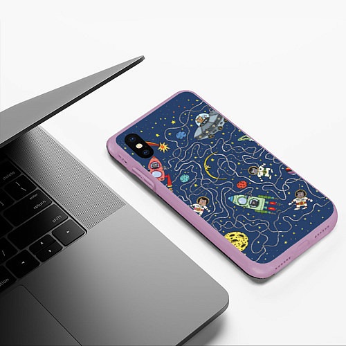 Чехол iPhone XS Max матовый Космокотята / 3D-Сиреневый – фото 3