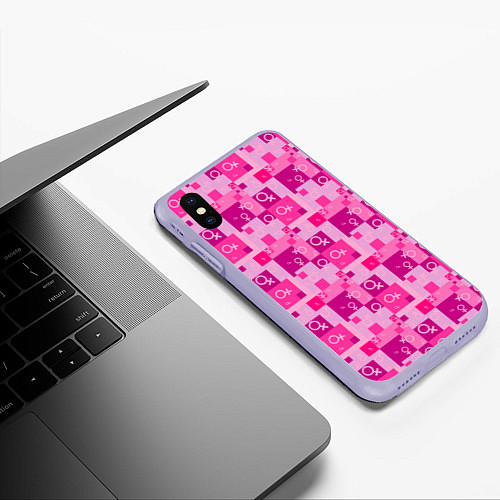 Чехол iPhone XS Max матовый Женская Символика / 3D-Светло-сиреневый – фото 3