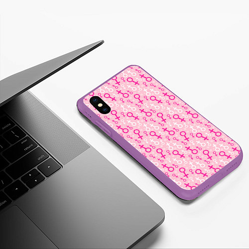 Чехол iPhone XS Max матовый Гендерный Женский Знак Венеры / 3D-Фиолетовый – фото 3