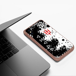 Чехол iPhone XS Max матовый The Witcher black & white, цвет: 3D-коричневый — фото 2