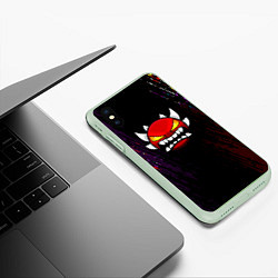 Чехол iPhone XS Max матовый Geometry Dash - Демон смайл, цвет: 3D-салатовый — фото 2