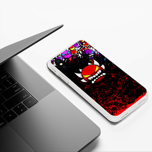 Чехол iPhone XS Max матовый Geometry Dash Demon / 3D-Белый – фото 3