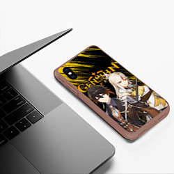 Чехол iPhone XS Max матовый ZHONGLI NIN GUAN GENSHIN IMPACT, цвет: 3D-коричневый — фото 2