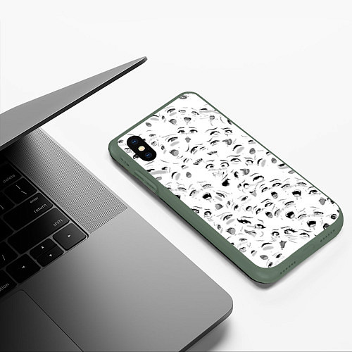 Чехол iPhone XS Max матовый Ахегао без границ / 3D-Темно-зеленый – фото 3