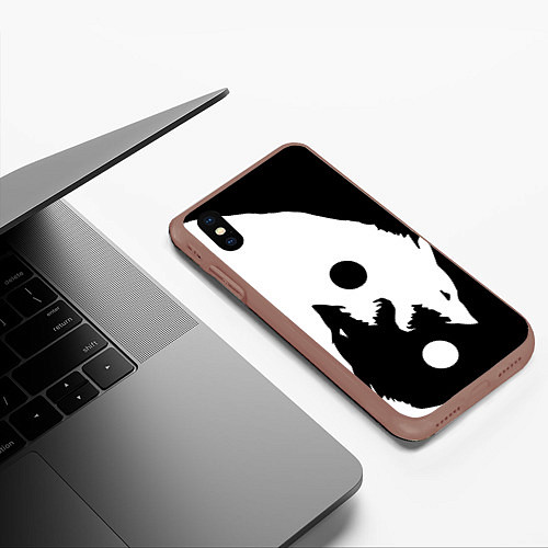 Чехол iPhone XS Max матовый Волки Инь и Янь Добро и Зло / 3D-Коричневый – фото 3