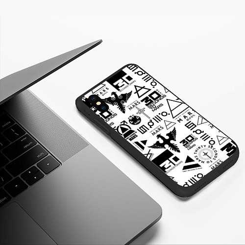 Чехол iPhone XS Max матовый 30 Seconds to Mars паттерн / 3D-Черный – фото 3