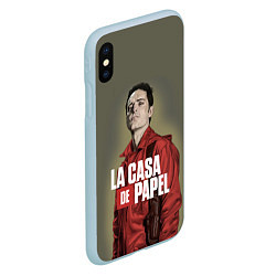 Чехол iPhone XS Max матовый БУМАЖНЫЙ ДОМ БЕРЛИН - LA CASA DE PAPEL, цвет: 3D-голубой — фото 2