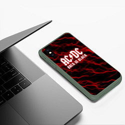 Чехол iPhone XS Max матовый ACDC Разряды молнии, цвет: 3D-темно-зеленый — фото 2