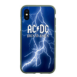 Чехол iPhone XS Max матовый ACDC гроза с молнией, цвет: 3D-темно-зеленый