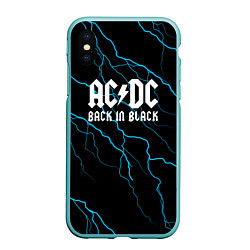 Чехол iPhone XS Max матовый ACDC - Молнии, цвет: 3D-мятный