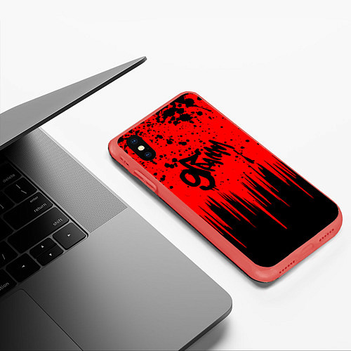 Чехол iPhone XS Max матовый 9 грамм капли красок / 3D-Красный – фото 3