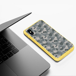 Чехол iPhone XS Max матовый Серый Камуфляж городской, цвет: 3D-желтый — фото 2