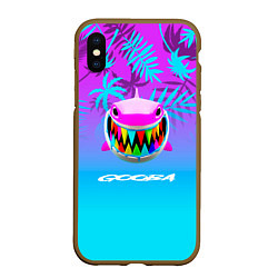 Чехол iPhone XS Max матовый 6IX9INE ТРОПИЧЕСКИЕ ЛИСТЬЯ, цвет: 3D-коричневый