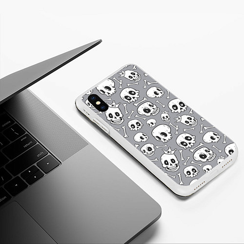 Чехол iPhone XS Max матовый Skulls & bones / 3D-Белый – фото 3