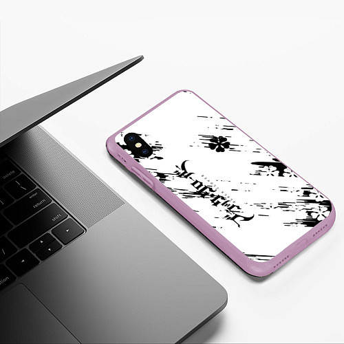 Чехол iPhone XS Max матовый Чёрный клевер black clover, / 3D-Сиреневый – фото 3