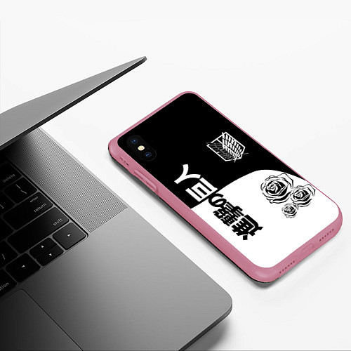 Чехол iPhone XS Max матовый Розы Атака Титанов / 3D-Малиновый – фото 3
