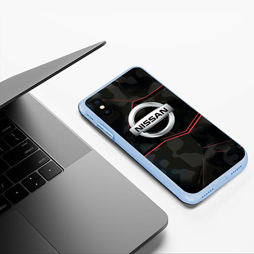 Чехол iPhone XS Max матовый Nissan xtrail / 3D-Голубой – фото 3