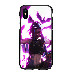 Чехол iPhone XS Max матовый Arcane League Of Legends JINX NEON, цвет: 3D-черный