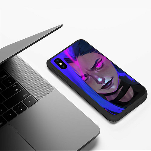 Чехол iPhone XS Max матовый League Of Legends Arcane ДЖИНКС Jinx Powder / 3D-Черный – фото 3