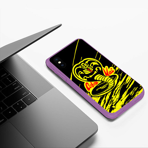 Чехол iPhone XS Max матовый Кобра Кай логотип / 3D-Фиолетовый – фото 3