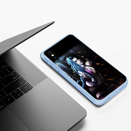 Чехол iPhone XS Max матовый Arcane Jinx - League Of Legends / 3D-Голубой – фото 3