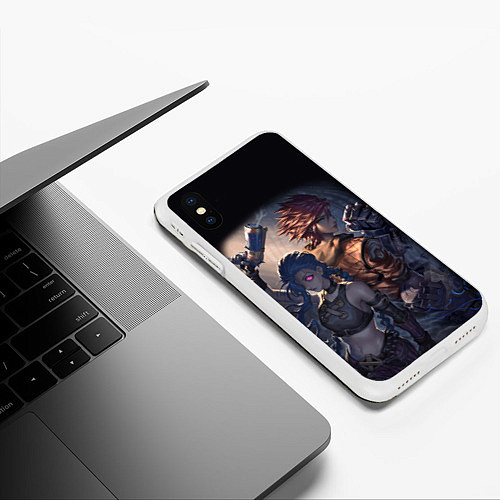 Чехол iPhone XS Max матовый League Of Legends Джинкс и Вай / 3D-Белый – фото 3