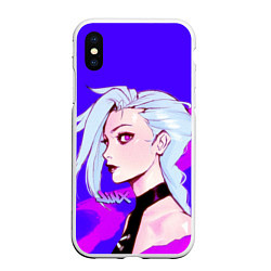 Чехол iPhone XS Max матовый League Of Legends Jinx неон, цвет: 3D-белый