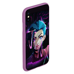 Чехол iPhone XS Max матовый League Of Legends Jinx neon, цвет: 3D-фиолетовый — фото 2