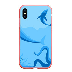 Чехол iPhone XS Max матовый МоРское Дно с Акулами, цвет: 3D-баблгам