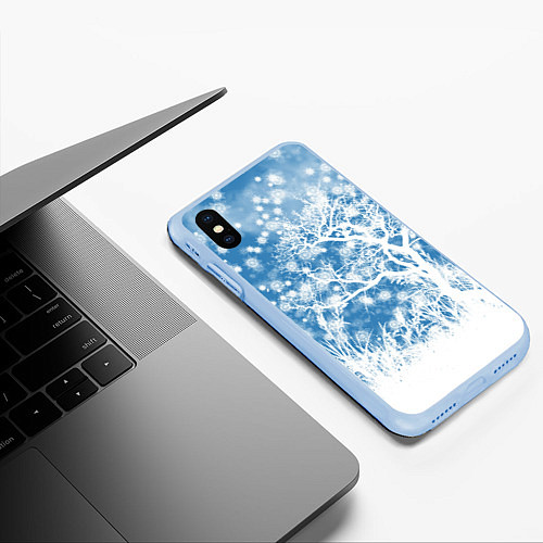 Чехол iPhone XS Max матовый Коллекция Зимняя сказка Зимний пейзаж W-1 / 3D-Голубой – фото 3