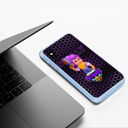 Чехол iPhone XS Max матовый Шелли BRAWL STARS соты, цвет: 3D-голубой — фото 2