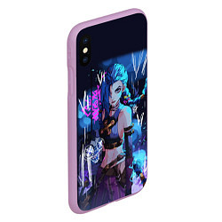 Чехол iPhone XS Max матовый Аркейн - League Of Legends Джинкс, цвет: 3D-сиреневый — фото 2