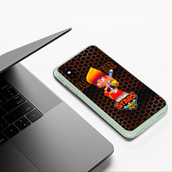 Чехол iPhone XS Max матовый Амбер BRAWL STARS соты, цвет: 3D-салатовый — фото 2