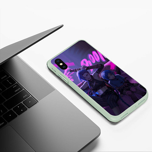 Чехол iPhone XS Max матовый Джинкс Паудер - Jinx Powder / 3D-Салатовый – фото 3