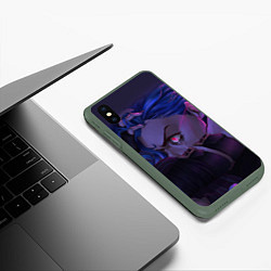 Чехол iPhone XS Max матовый Jinx Powder - Джинкс Паудер, цвет: 3D-темно-зеленый — фото 2