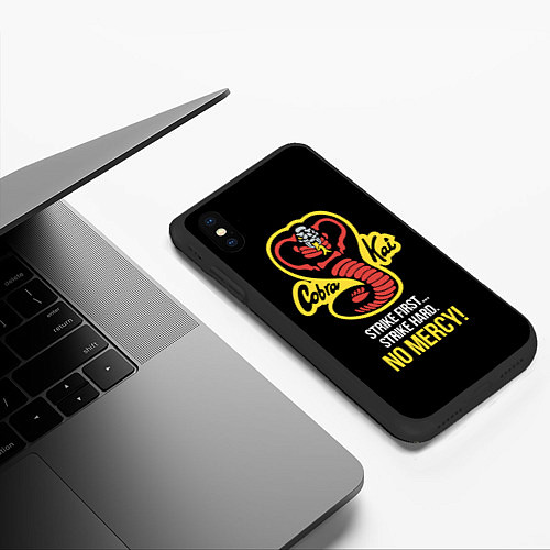 Чехол iPhone XS Max матовый Cobra Kai - No mercy! / 3D-Черный – фото 3