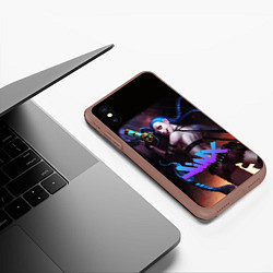 Чехол iPhone XS Max матовый League Of Legends Arcane ДЖИНКС ПАУДЕР, цвет: 3D-коричневый — фото 2