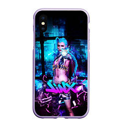 Чехол iPhone XS Max матовый League Of Legends Arcane ДЖИНКС НЕОН, цвет: 3D-светло-сиреневый