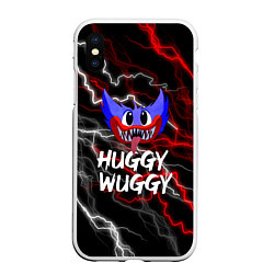 Чехол iPhone XS Max матовый Huggy Wuggy - Молния с грозой, цвет: 3D-белый