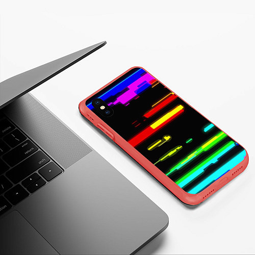 Чехол iPhone XS Max матовый Color fashion glitch / 3D-Красный – фото 3