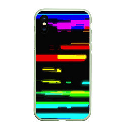 Чехол iPhone XS Max матовый Color fashion glitch, цвет: 3D-салатовый