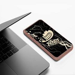 Чехол iPhone XS Max матовый Bendy and the Ink Machine МОЛНИЯ, цвет: 3D-коричневый — фото 2