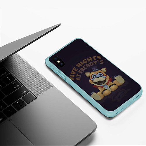 Чехол iPhone XS Max матовый Плюшевый Фредди FNAFs / 3D-Мятный – фото 3