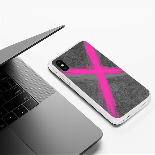 Чехол iPhone XS Max матовый Коллекция Get inspired! Pink cross Абстракция Fl-4 / 3D-Белый – фото 3