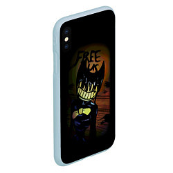 Чехол iPhone XS Max матовый Бенди Bendy And The Ink Machine, цвет: 3D-голубой — фото 2