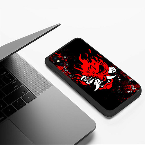 Чехол iPhone XS Max матовый SAMURAI CYBERPUNK 2077 LOGO / 3D-Черный – фото 3